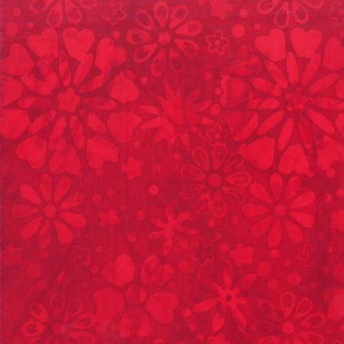  Tissu Patchwork Batik Rouge - Fleurs