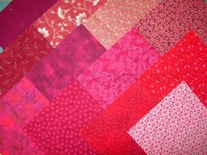 lot de 12 coupons tissus patchwork rouge 15 x15 cm
