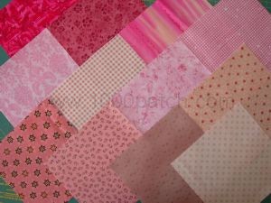 lot de 12 coupons de tissus patchwork  roses 15 x15 cm